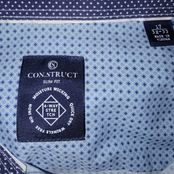 Construct Slim Fit Casual Button Down Shirt with Subtle Pattern - Picture 2 of 6